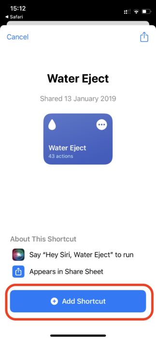 2. Use water eject shortcut on iPhone