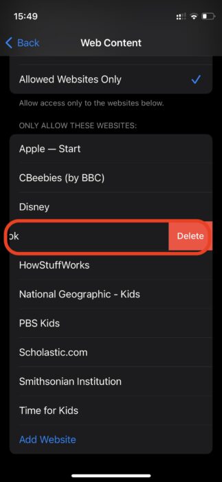 3. Sites Web Autorisés Uniquement - Bloquer Les Sites Web Sur Iphone