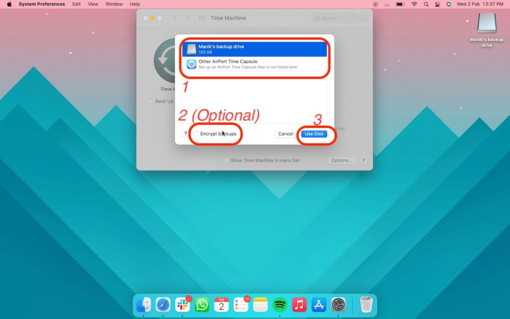 4. How to take a time machine backup on Mac