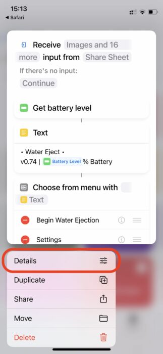 4. Use water eject shortcut on iPhone