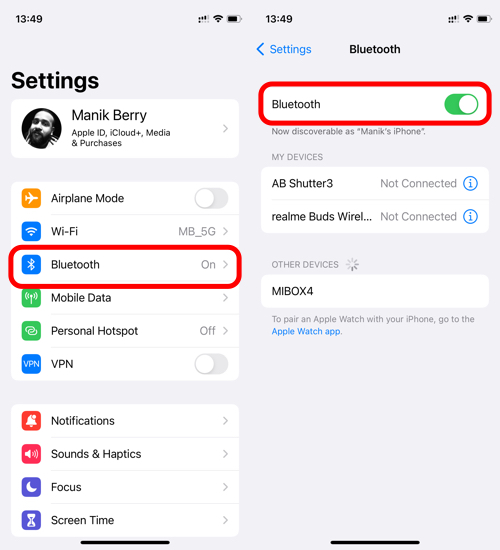 9. Bluetooth pairing to enable WiFi sharing
