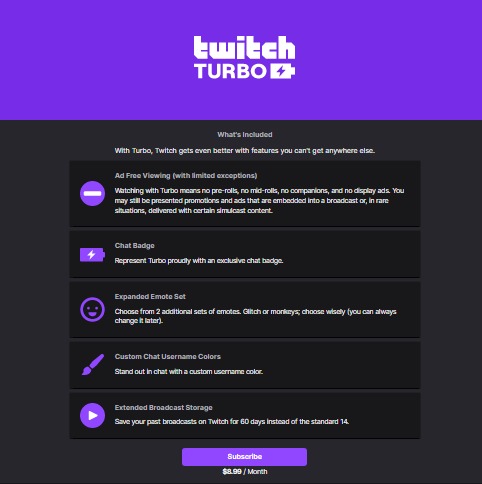 Twitch turbo details