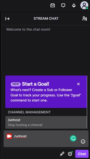 Twitch unhost command