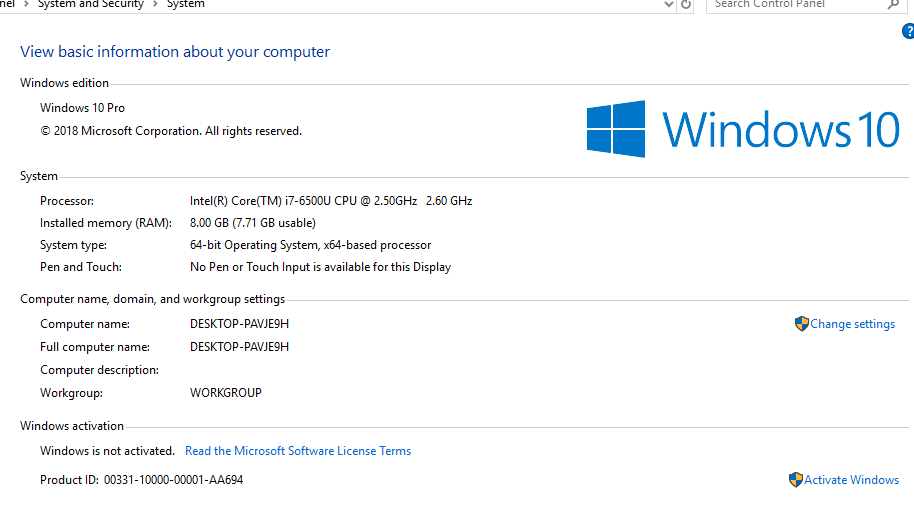 Windows 10 product ID'