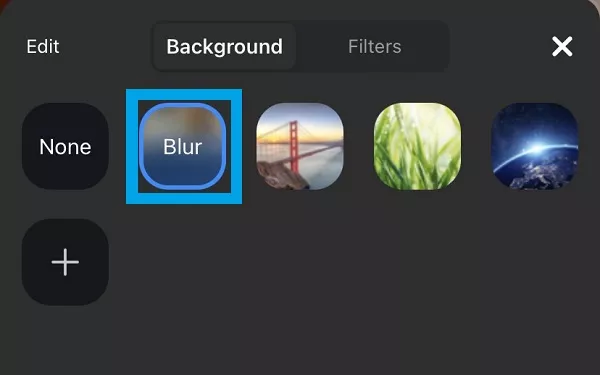 blur button in zoom mobile app