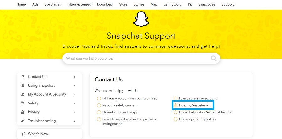 contacta con Snapchat para recuperar la racha perdida