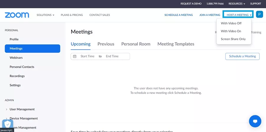 zoom host a meeting options
