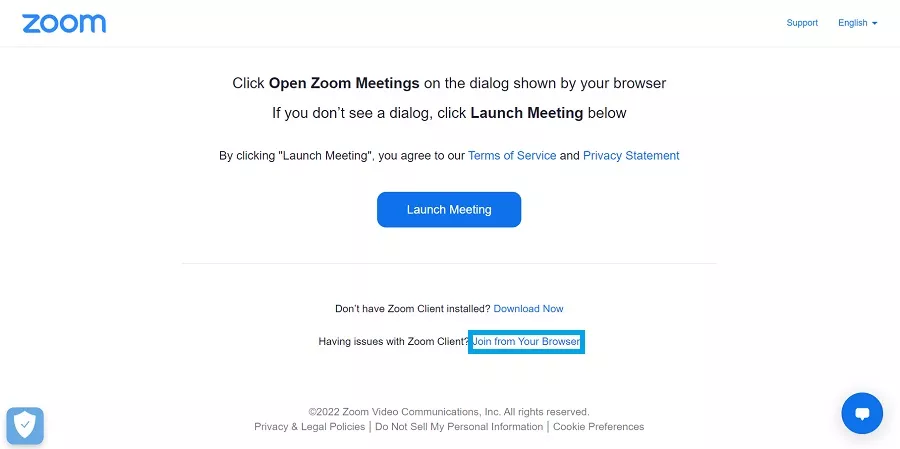 zoom join from your browser