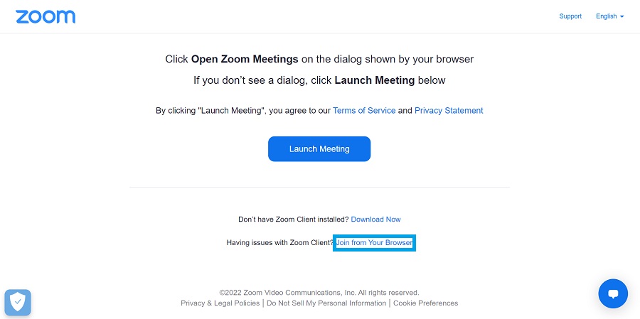 zoom join from your browser