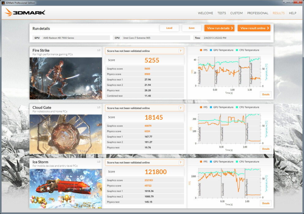 3DMark stress testing tool