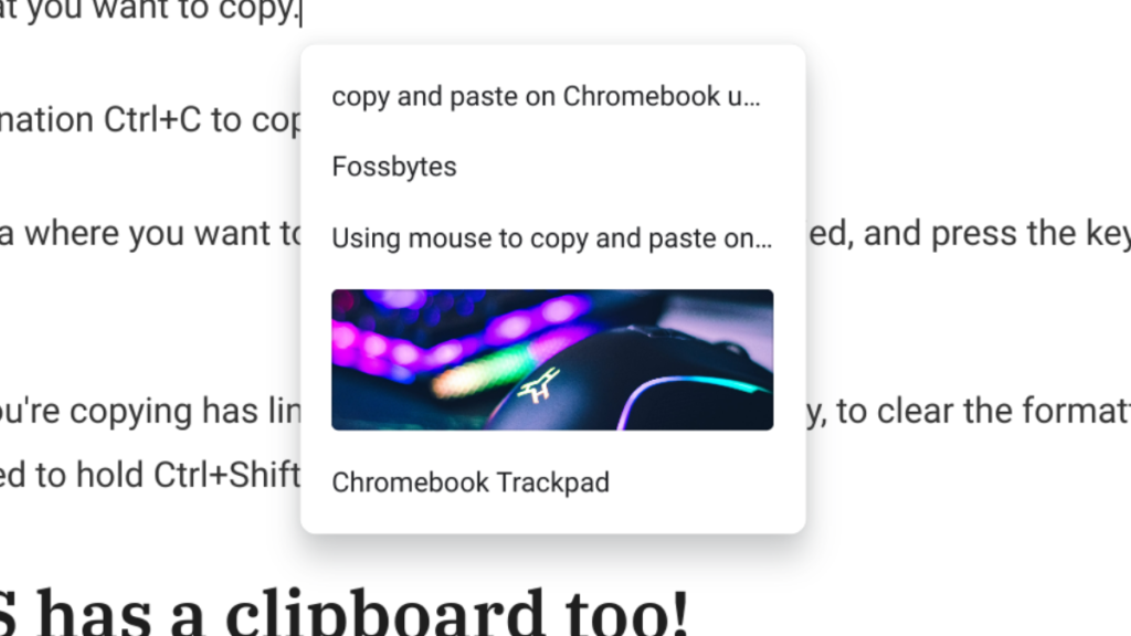 Chromebook clipboard
