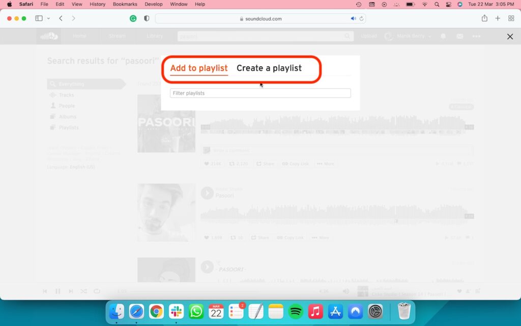 How to create a playlist on SouncCloud from SoundCloud website 3