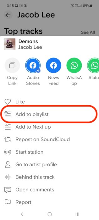 Make a soundcloud playlist from Android app- 2