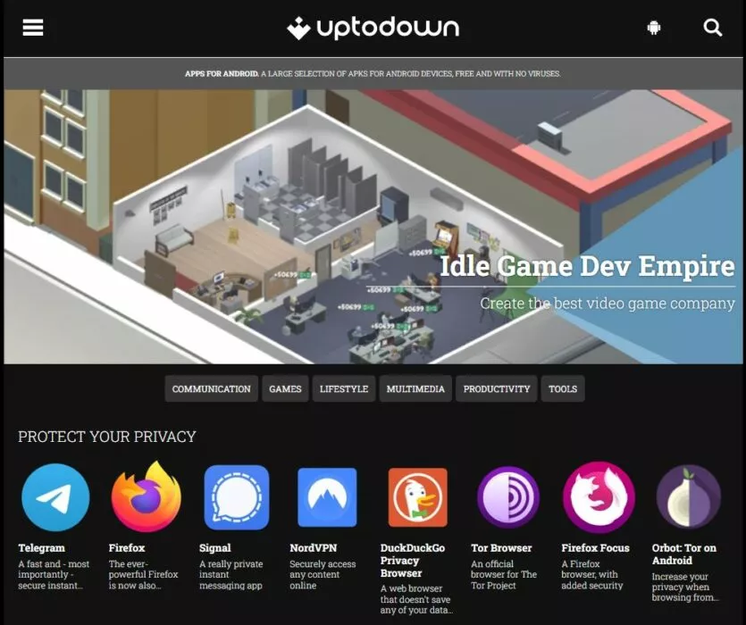 Uptodown website and android app google play store alternative