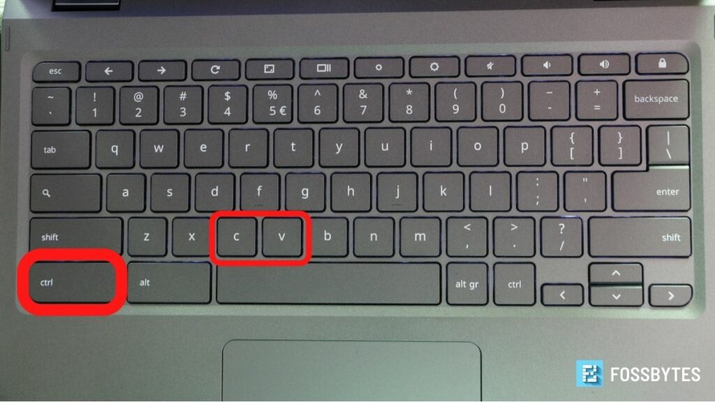 copy and paste on Chromebook using keyboard shortcuts