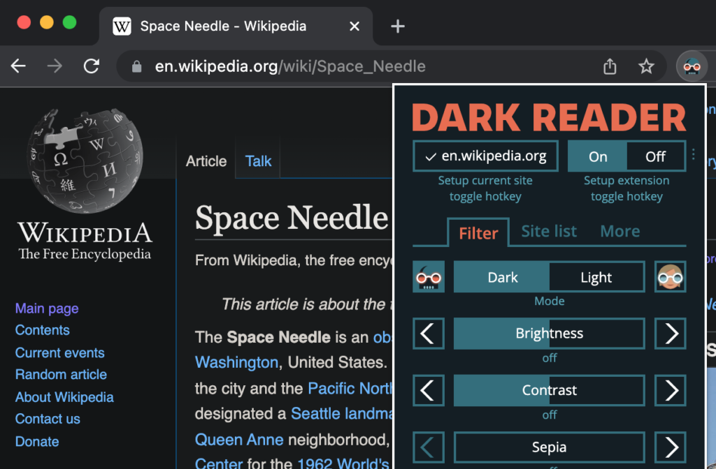 dark reader chrome extension