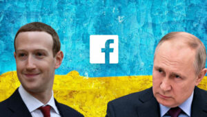 featured image showing mark zuckerberg and vladimir putin with facebook logo and ukrainian flag colors in the background