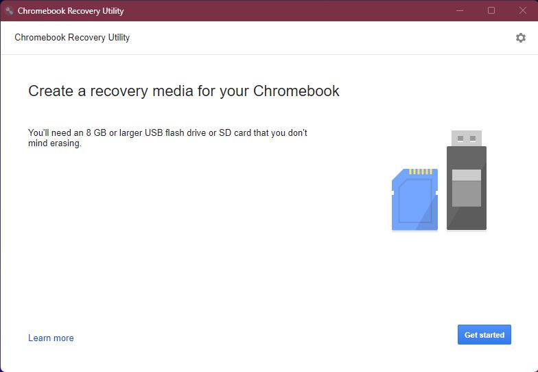 Chromebook recovery utility tool