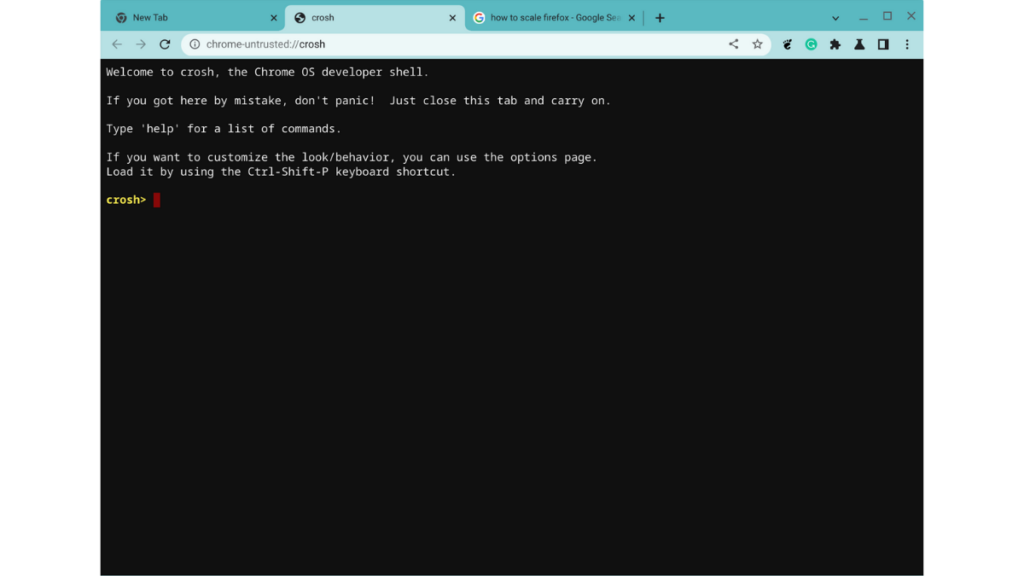 Crosh Chrome OS developer shell