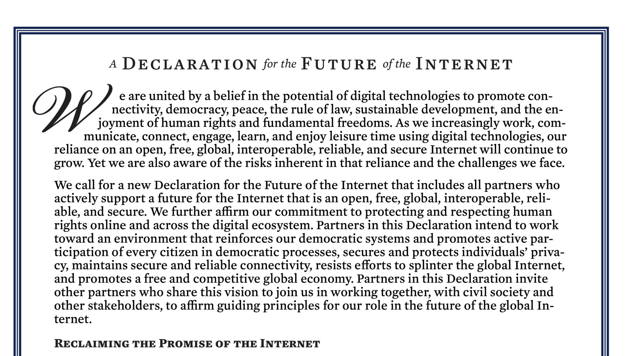 The U.S. And 60 Other Countries Launch Declaration For The Future Of ...