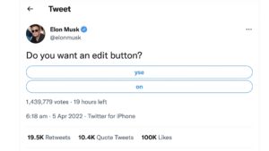 Elon Musk twitter poll on edit button