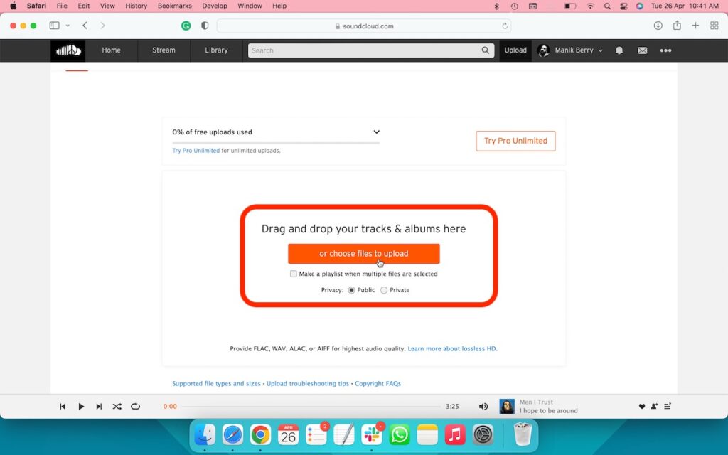 How to upload music to SoundCloud via desktop- 3