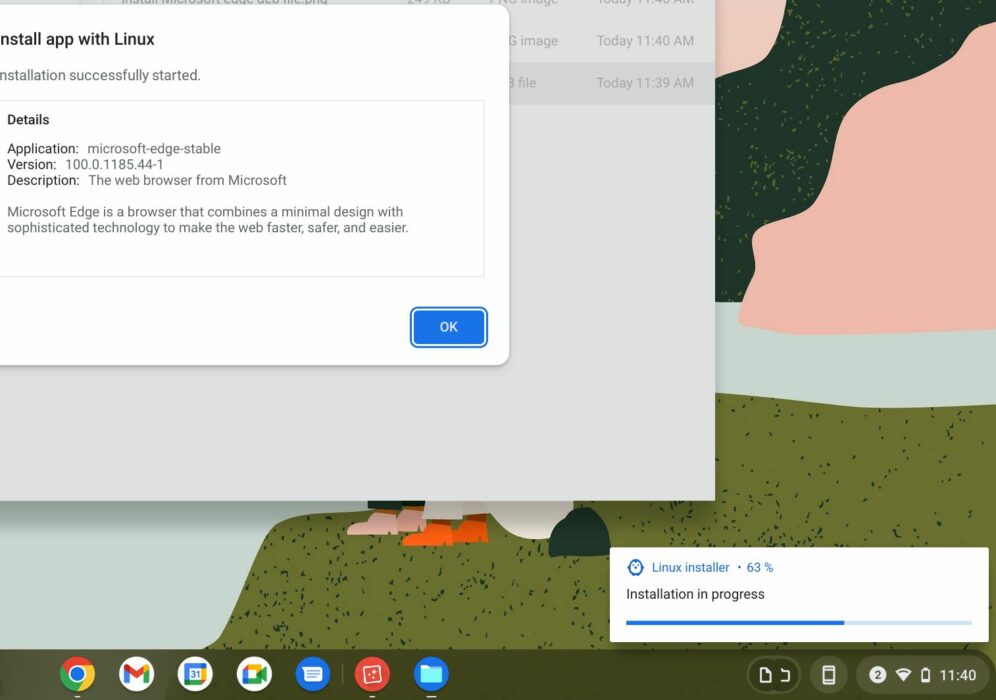 Microsoft edge installation progress linux