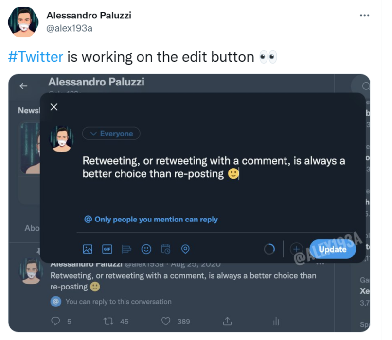 Twitter edit feature