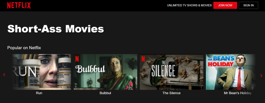 Netflix Short-Ass Movies