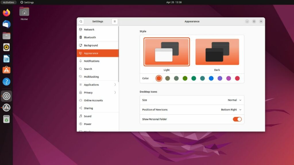 Ubuntu 22.04 appearance and themes