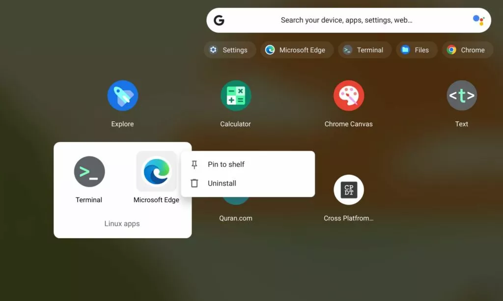 Uninstall Microsoft edge - Install Edge on Chromebook
