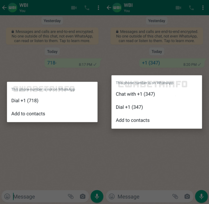 WhatsApp New Options for Phone Numbers