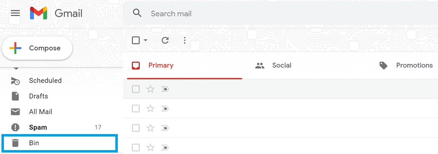 bin button in gmail