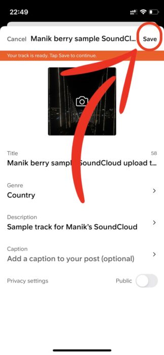 how to upload music to soundcloud via iOS and Android- 5