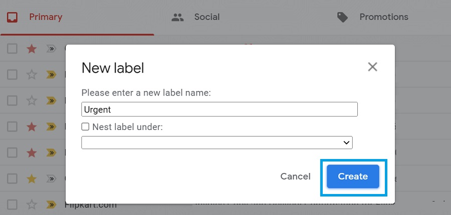 adding new label in gmail