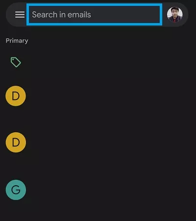 search bar gmail app