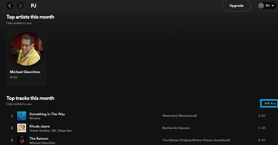 spotify built-in stats page