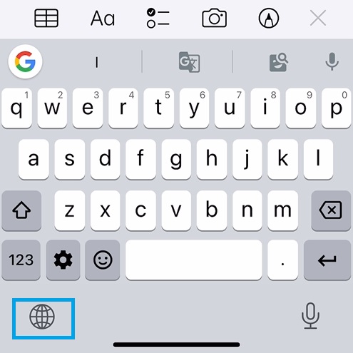 switch between keyboards in ios