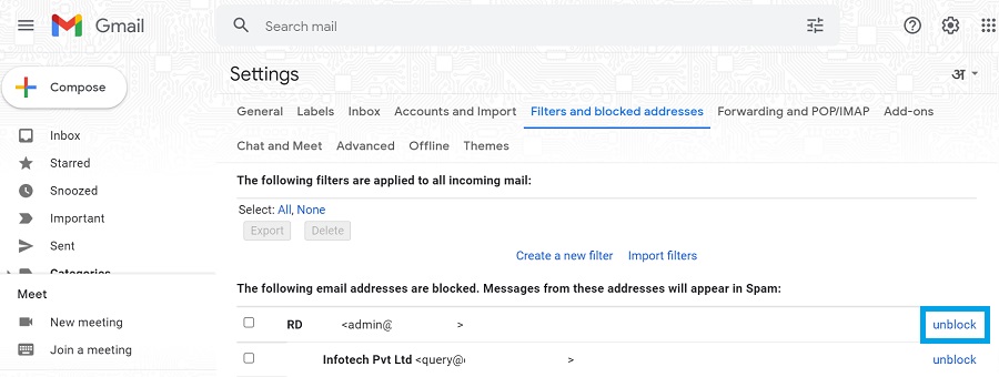 unblock in gmail