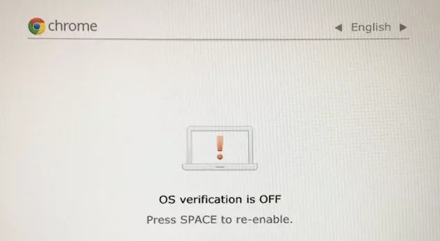 Press space to re-enable OS verification - how to enable Chrome OS developer mode.