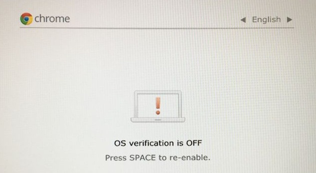 Press space to re-enable OS verification - how to enable Chrome OS developer mode.