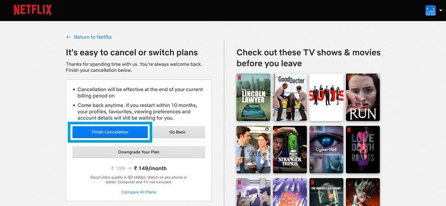 finish cancellation netflix