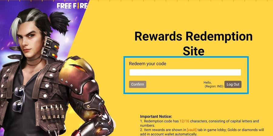 free fire redeem code