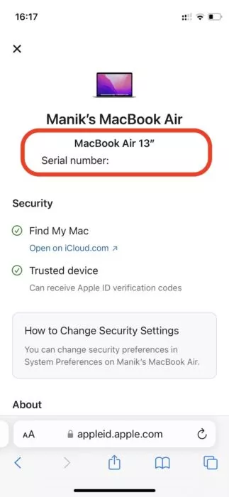 how to check Mac model via Apple ID- 4