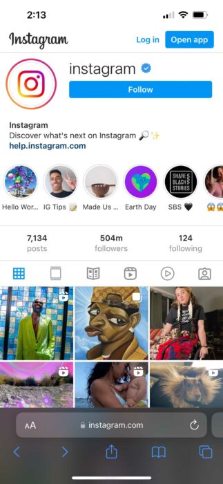 instagram web view