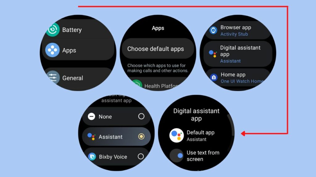 set google assistant as default assistant on Watch4