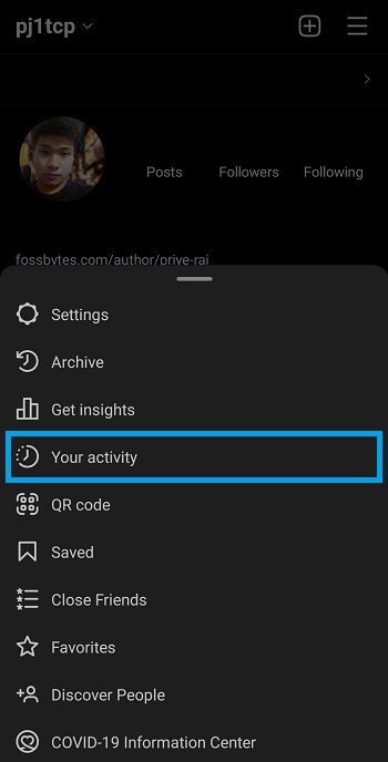 your activity instagram app