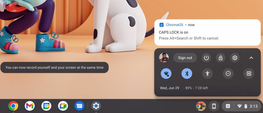 Caps lock is on chromebooks