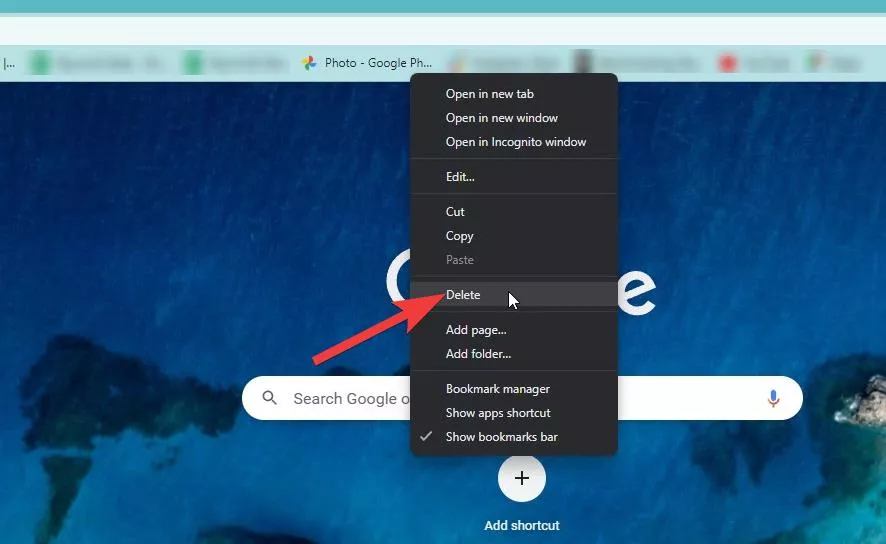 Delete chrome bookmarks from the bookmarks bar