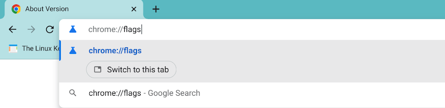 Google Chrome flags in address bar